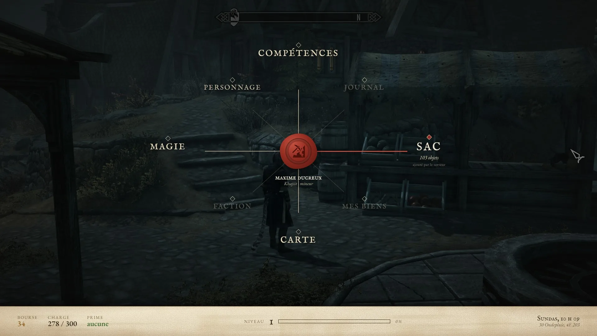 Le menu Tab du serveur ouvert en jeu, sceau au centre